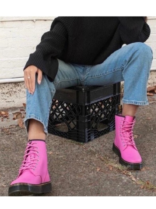 Dr. Martens Shoes - Dr. Martens Zavala Pink Lace-Up Combat Boots